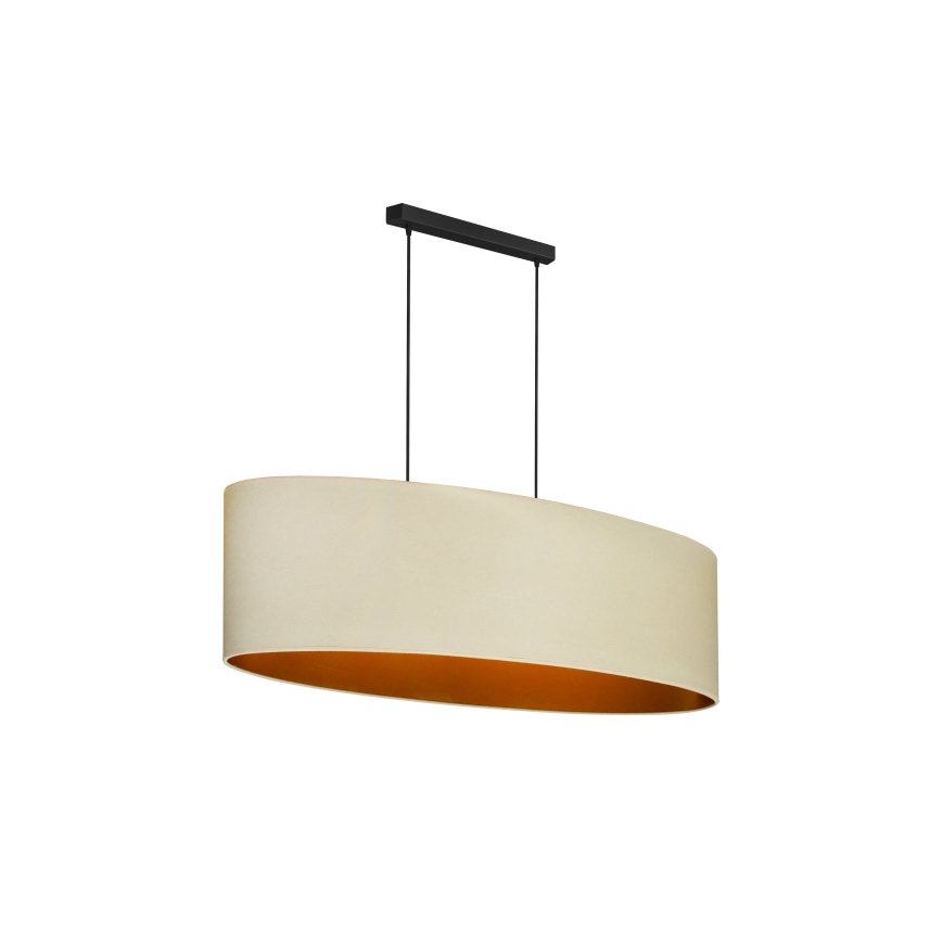 Duolla - Hanglamp aan een koord OVAL VEGAN 2xE27/15W/230V crème