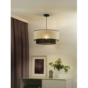 Duolla - Hanglamp aan een koord RATTAN YUTE 1xE27/15W/230V grijs/zwart