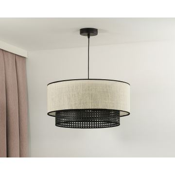 Duolla - Hanglamp aan een koord RATTAN YUTE 1xE27/15W/230V grijs/zwart