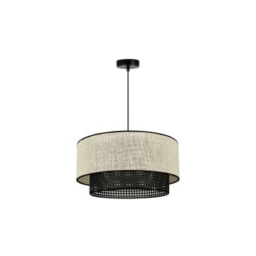 Duolla - Hanglamp aan een koord RATTAN YUTE 1xE27/15W/230V grijs/zwart