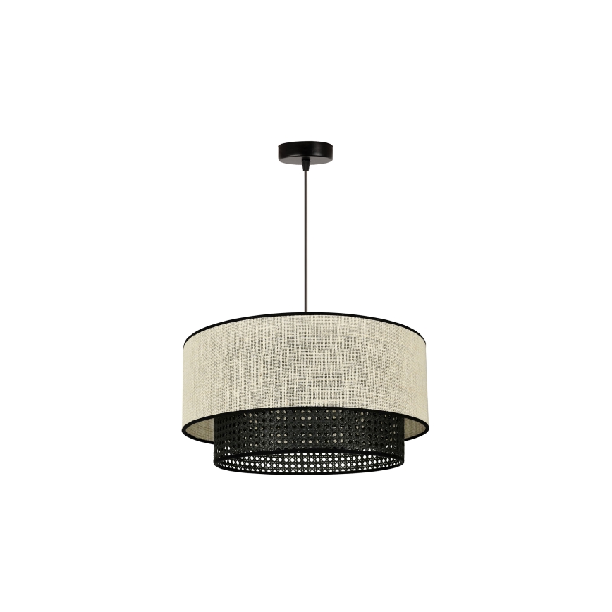 Duolla - Hanglamp aan een koord RATTAN YUTE 1xE27/15W/230V grijs/zwart