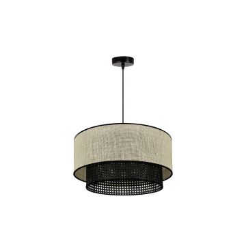 Duolla - Hanglamp aan een koord RATTAN YUTE 1xE27/15W/230V grijs/zwart