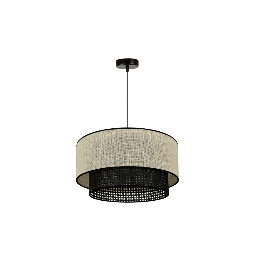 Duolla - Hanglamp aan een koord RATTAN YUTE 1xE27/15W/230V grijs/zwart