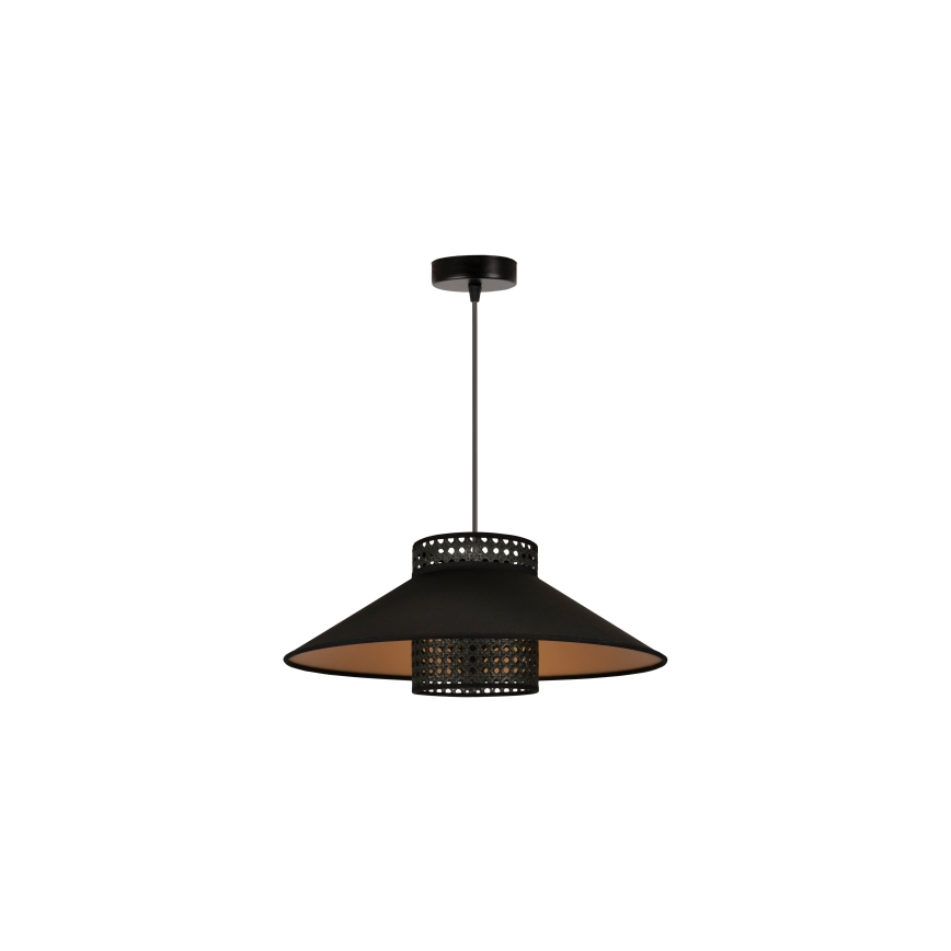 Duolla - Hanglamp aan een koord RIO RATTAN 1xE27/15W/230V zwart/goud