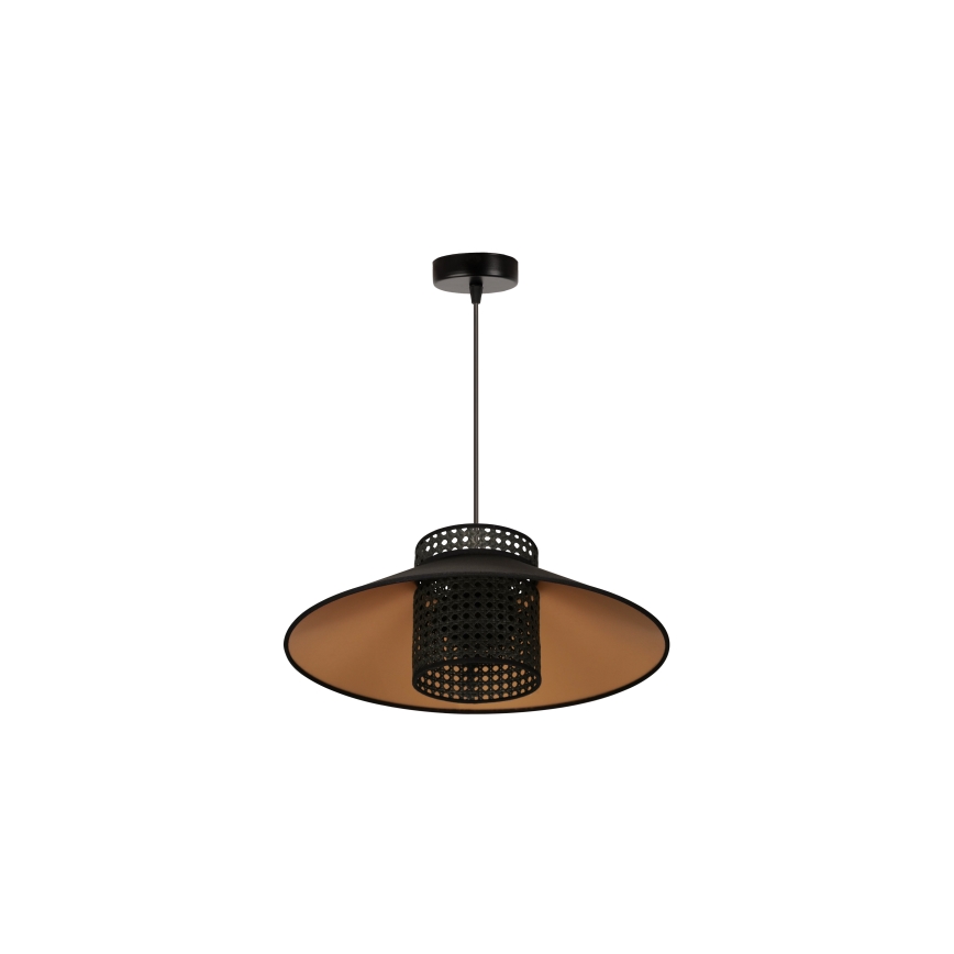 Duolla - Hanglamp aan een koord RIO RATTAN 1xE27/15W/230V zwart/goud