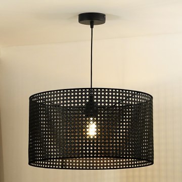 Duolla - Hanglamp aan een koord ROLLER RATTAN 1xE27/15W/230V zwart