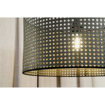 Duolla - Hanglamp aan een koord ROLLER RATTAN 1xE27/15W/230V zwart