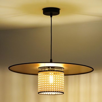 Duolla - Hanglamp aan een koord TOKYO RATTAN 1xE27/15W/230V goud/rotan