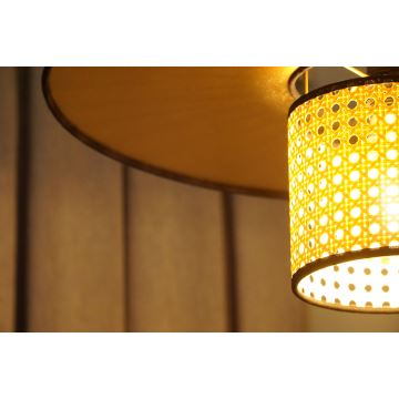 Duolla - Hanglamp aan een koord TOKYO RATTAN 1xE27/15W/230V goud/rotan