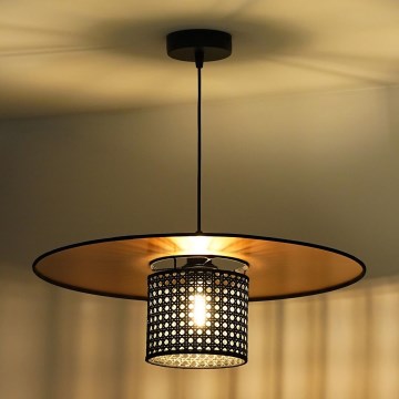 Duolla - Hanglamp aan een koord TOKYO RATTAN 1xE27/15W/230V goud/zwart