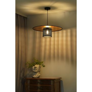 Duolla - Hanglamp aan een koord TOKYO RATTAN 1xE27/15W/230V goud/zwart