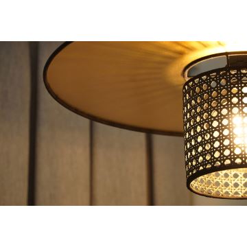 Duolla - Hanglamp aan een koord TOKYO RATTAN 1xE27/15W/230V goud/zwart