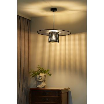 Duolla - Hanglamp aan een koord TOKYO RATTAN 1xE27/15W/230V zwart/zilver