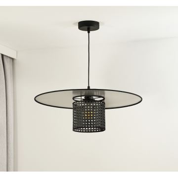 Duolla - Hanglamp aan een koord TOKYO RATTAN 1xE27/15W/230V zwart/zilver