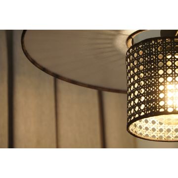 Duolla - Hanglamp aan een koord TOKYO RATTAN 1xE27/15W/230V zwart/zilver