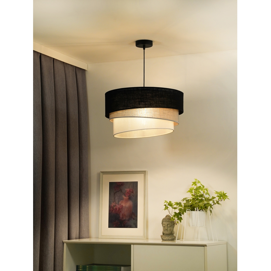 Duolla - Hanglamp aan een koord TRIO 1xE27/15W/230V zwart/grijs/wit