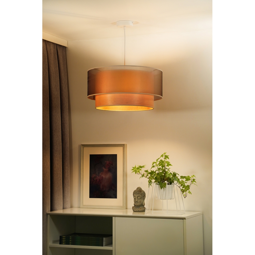 Duolla - Hanglamp aan een koord WOOD BOHO 1xE27/15W/230V koper/beige