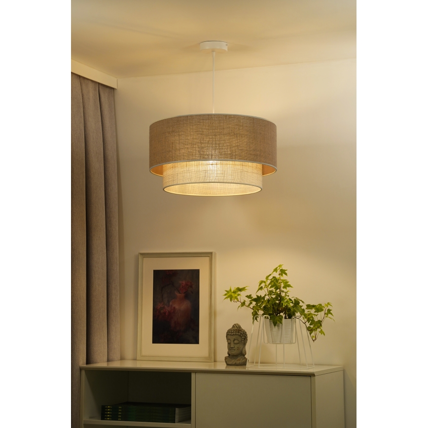 Duolla - Hanglamp aan een koord YUTE BOHO 1xE27/15W/230V diameter 45 cm bruin/grijs