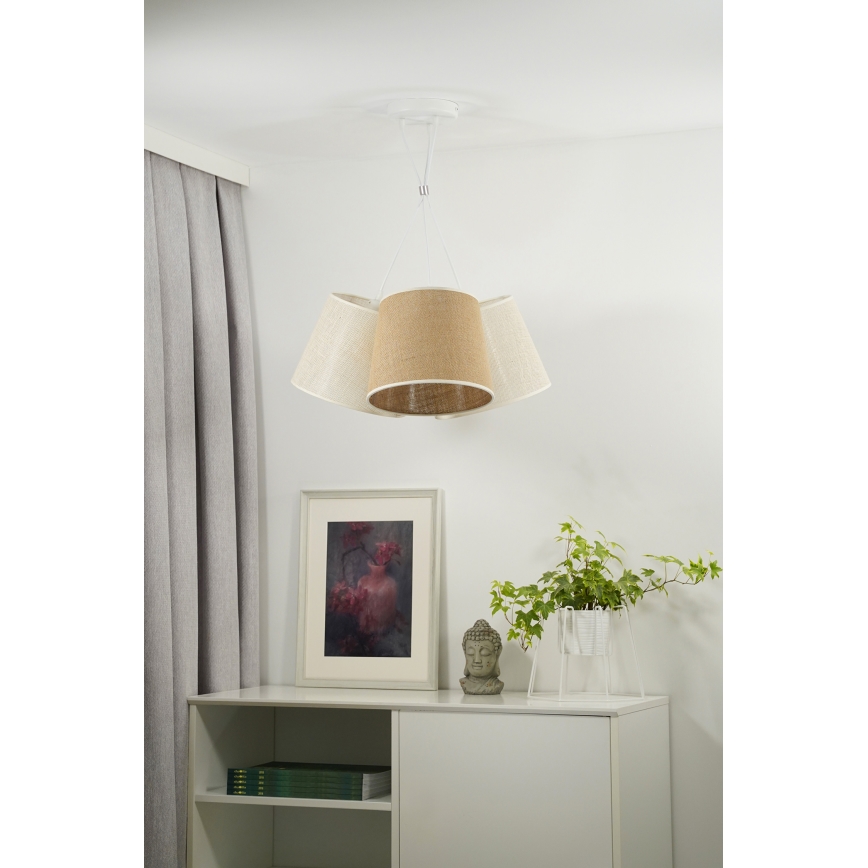 Duolla - Hanglamp aan een koord YUTE ROSSA 3xE27/15W/230V grijs/bruin