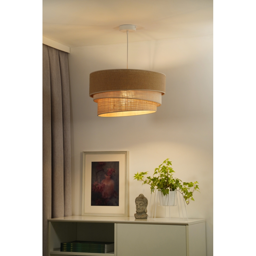 Duolla - Hanglamp aan een koord YUTE TRIO 3xE27/15W/230V diameter 60 cm bruin/grijs/beige