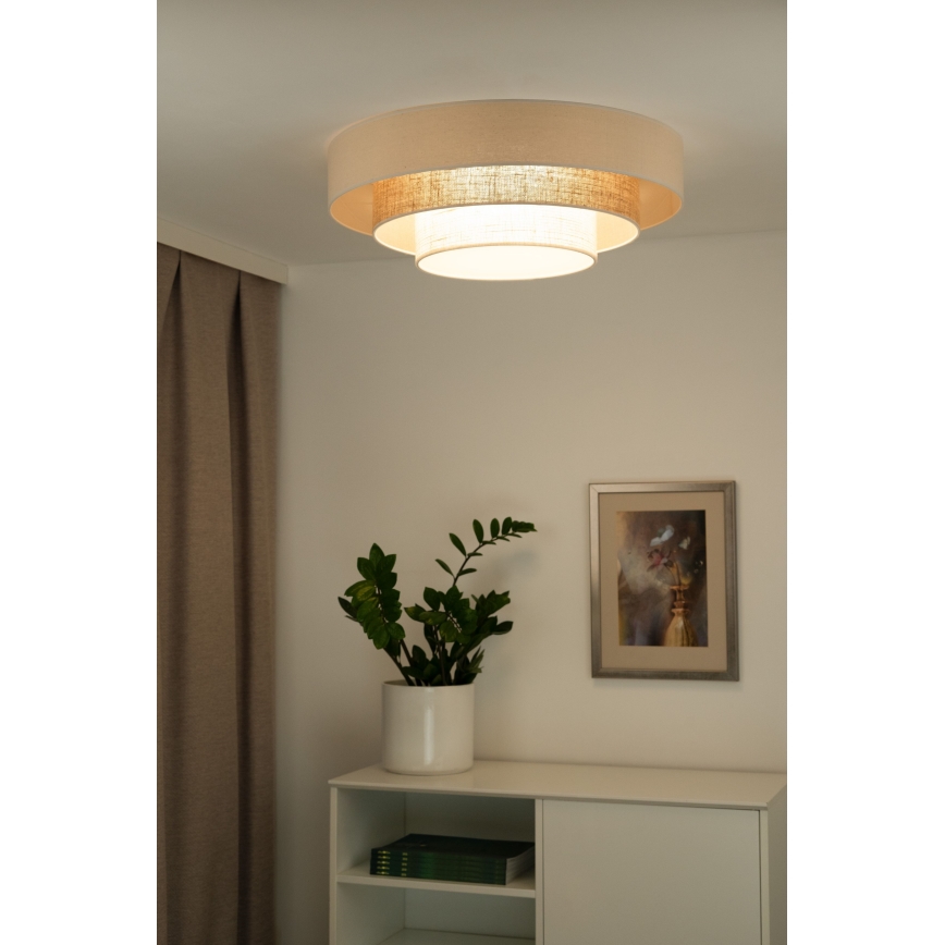 Duolla - LED Plafondlamp LUNETA LED/26W/230V diameter 60 cm 4000K rotan/beige/bruin