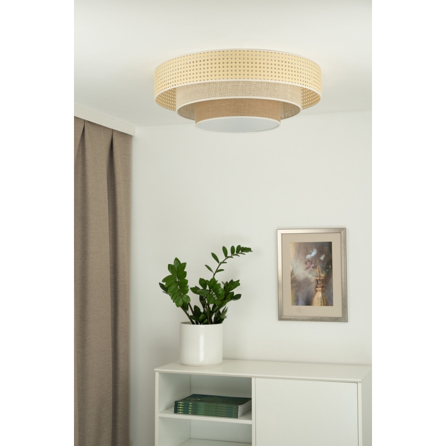 Duolla - LED Plafondlamp LUNETA LED/26W/230V diameter 60 cm 4000K rotan/beige/bruin