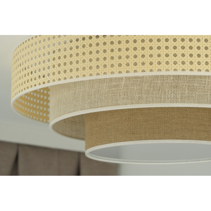 Duolla - LED Plafondlamp LUNETA LED/26W/230V diameter 60 cm 4000K rotan/beige/bruin