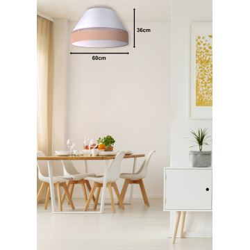 Duolla - Plafondlamp AVIGNON 3xE27/15W/230V diameter 60 cm wit/bruin