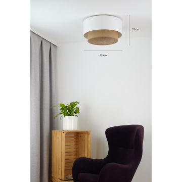 Duolla - Plafondlamp BOHO 1xE27/15W/230V diameter 45 cm wit/bruin