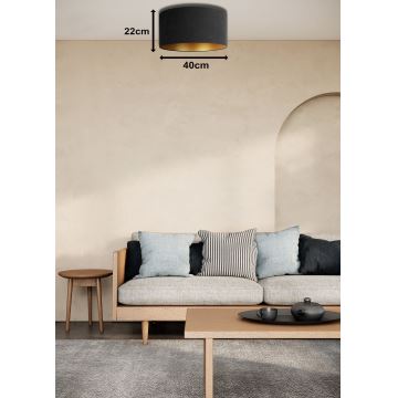 Duolla - Plafondlamp ROLLER 1xE27/15W/230V diameter 40 cm zwart/gouden