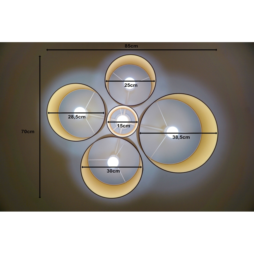 Duolla - Plafondlamp ROLLER PENTO 5xE27/60W/230V bruin