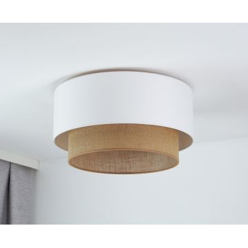 Duolla - Plafonnier BOHO 1xE27/15W/230V d. 45 cm blanc/marron