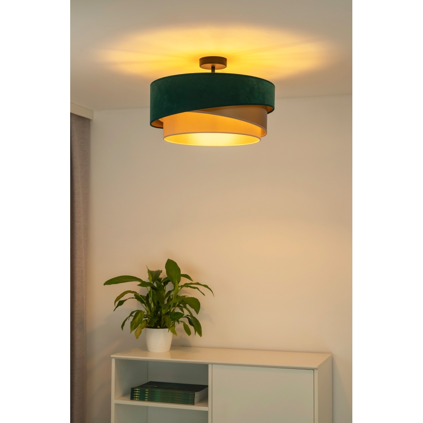 Duolla - Plafonnier KOBO 1xE27/15W/230V d. 45 cm vert/doré/crème