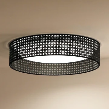 Duolla - Plafonnier ROLLER RATTAN LED/24W/230V noir