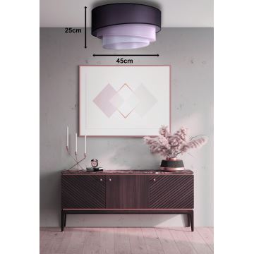 Duolla - Plafonnier TRIO 1xE27/15W/230V diam. 45 cm noir/rose/argent