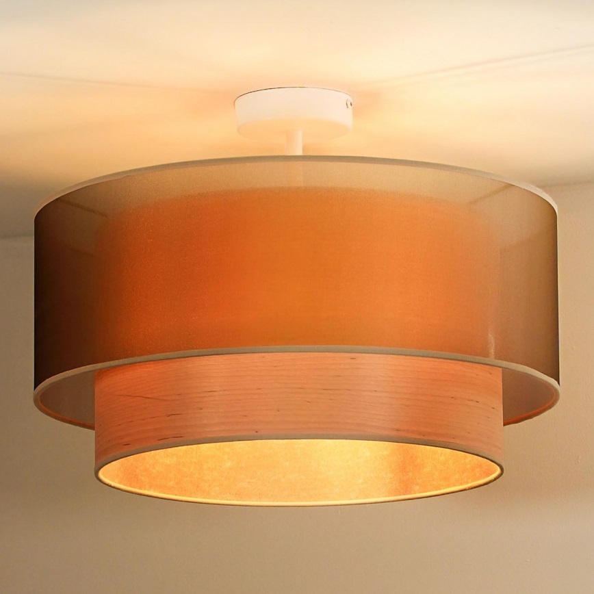 Duolla - Plafonnier WOOD BOHO 1xE27/15W/230V cuivre/beige