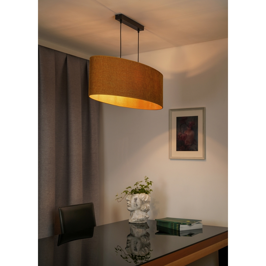 Duolla - Suspension filaire OVAL 2xE27/15W/230V marron