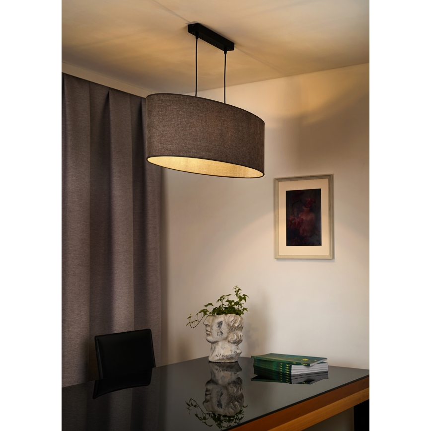 Duolla - Suspension filaire OVAL 2xE27/15W/230V marron