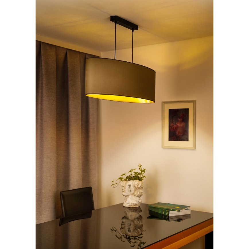 Duolla - Suspension filaire OVAL VEGAN 2xE27/15W/230V beige