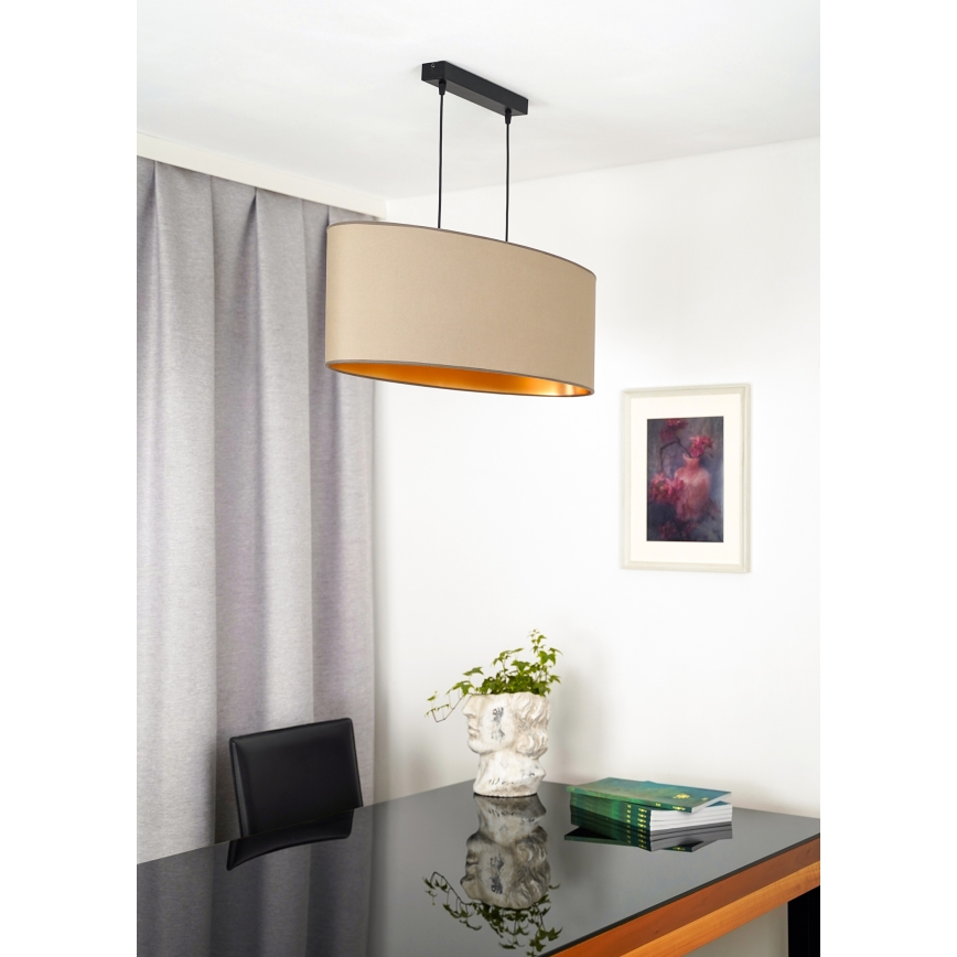 Duolla - Suspension filaire OVAL VEGAN 2xE27/15W/230V beige