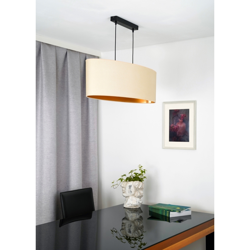 Duolla - Suspension filaire OVAL VEGAN 2xE27/15W/230V crème