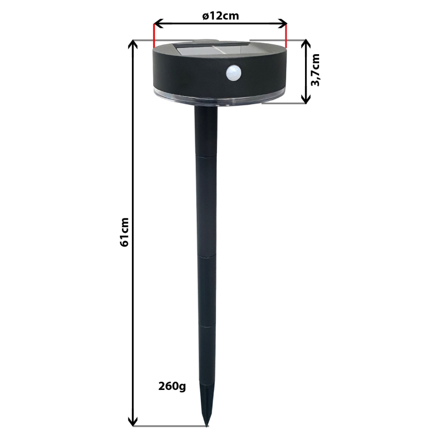 Éclairage solaire LED à intensité variable avec détecteur 2en1 LED/3,7V IP44