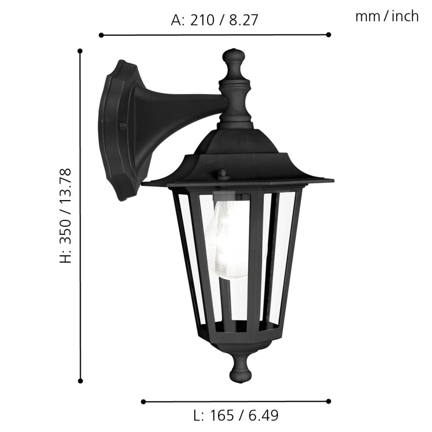 EGLO - Buiten wandlamp 1xE27/60W zwart