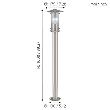 Eglo - Lampadaire extérieur 1xE27/60W/230V IP44