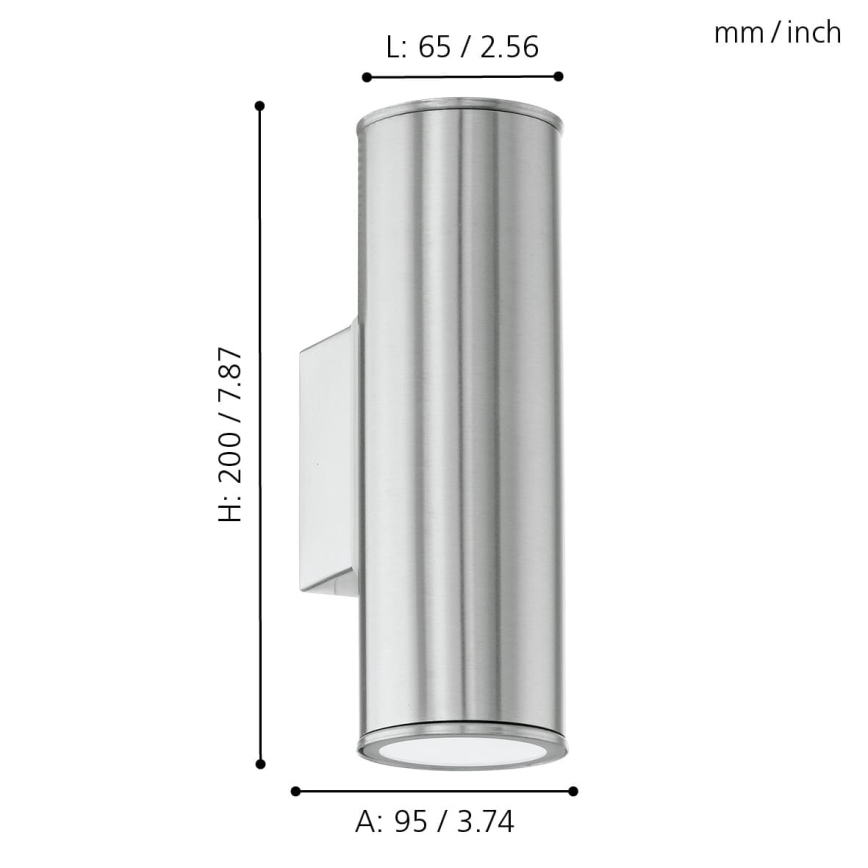 Eglo 33582 - Applique murale extérieur LED RVBW à intensité variable RIGA 2xGU10/5W/230V IP44