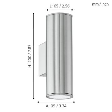 Eglo 33582 - LED RGBW Dimbaar buitenshuis wall verlichting RIGA 2xGU10/5W/230V IP44