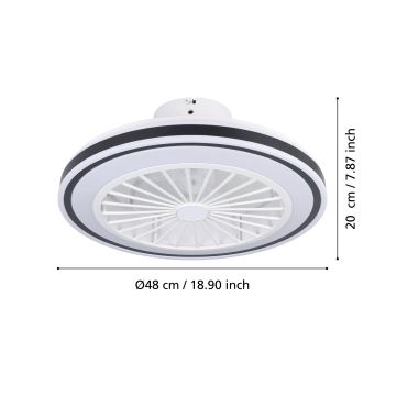 Eglo - LED dimbare plafondventilator LED/25,5W/230V wit/zwart 2700-6500K + afstandsbediening