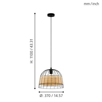 Eglo - Hanglamp aan koord 1xE27/40W/230V