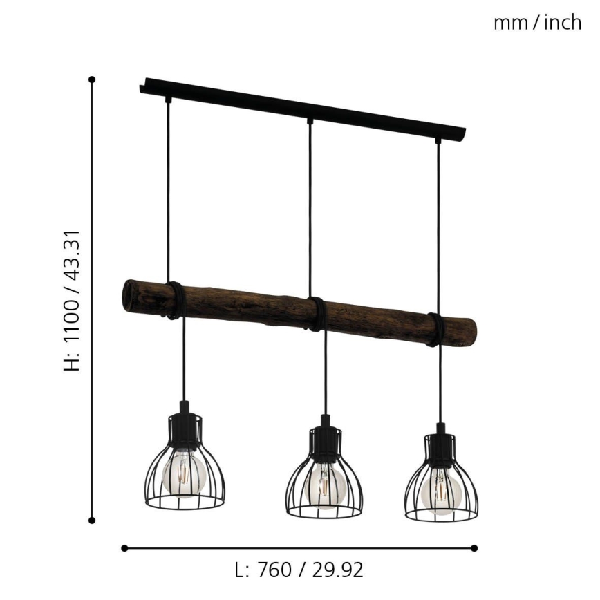 Eglo - Suspension avec fil 3xE27/40W/230V