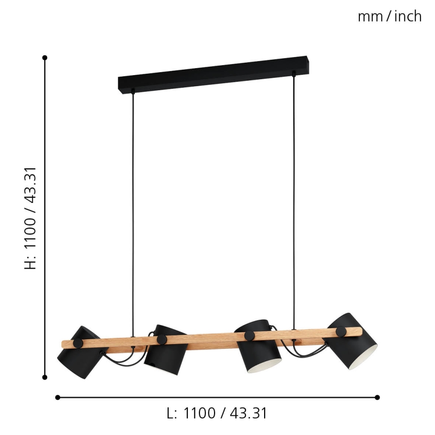 Eglo - Suspension avec fil 4xE27/28W/230V